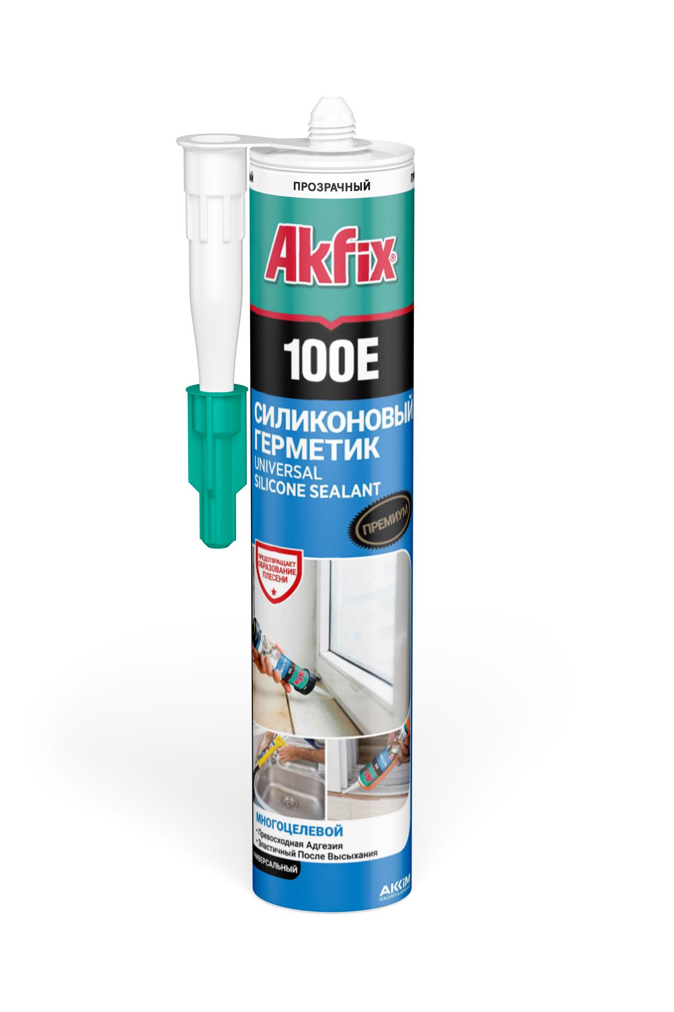 Akfix 100E Универсальный силикон, 280 мл. Прозрачный, шт